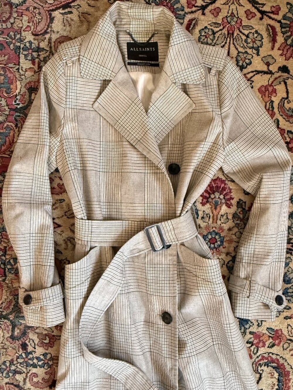 AllSaints Plaid Trench Coat